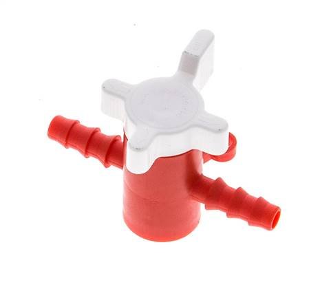 [V2S2G] PE 2-way Ball Valve 1/4'' (6 mm) Hose Barbs