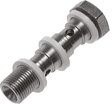 [SI-F289A] Boulon Banjo 2 voies en acier inoxydable avec filetage mâle G1/8'' PTFE L40mm