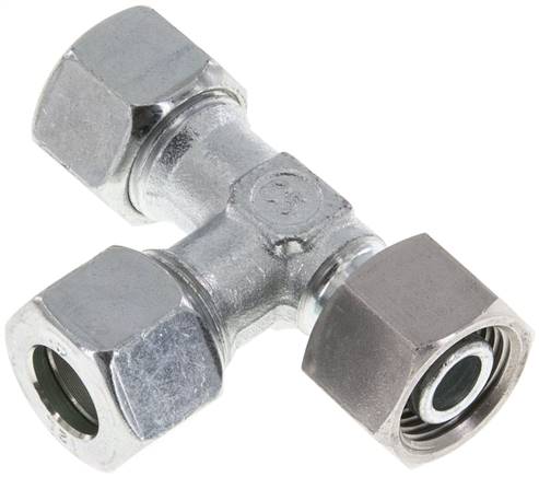 [SI-F2CNK] 12L Zink Plated Steel Right Angle Tee Cutting Fitting with Swivel 315 bar Adjustable ISO 8434-1