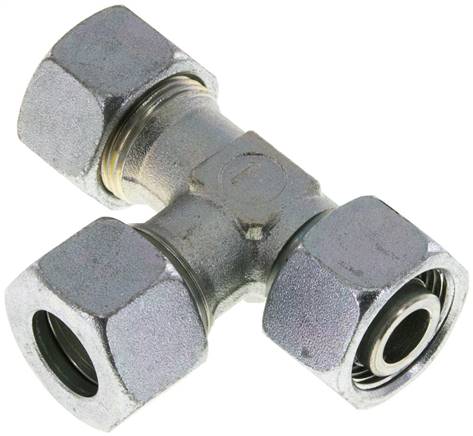 [SI-F2CNM] 15L Zink Plated Steel Right Angle Tee Cutting Fitting with Swivel 315 bar Adjustable ISO 8434-1