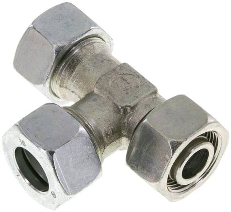 [SI-F2CNN] Racor de corte en T en ángulo recto de acero cincado 18L con barra giratoria 315 ajustable ISO 8434-1