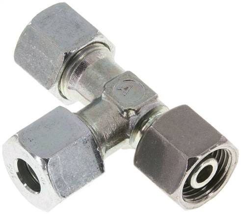 [SI-F2CNV] Racor de corte en T en ángulo recto de acero cincado 10S con barra giratoria 630 ajustable ISO 8434-1