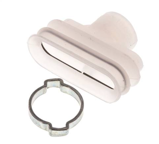 [SI-SCL-OB-45-8P5-SI] 45x15mm Oval bellows Silicone Clear Vacuum Cup Stroke 8.5mm Ear Clamp