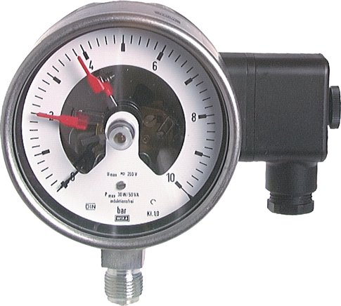 [M27BQ] Contact Pressure Gauge Double NO 0..2.5bar (36psi) Stainless Steel 100mm Class 1 Below Connection