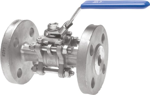 [V2UMU] Flanged Ball Valve 2-Way DN80 PN16 Stainless Steel 3-Piece