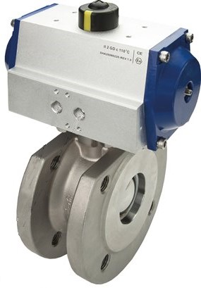 [V2USX] Pneumatic Actuated Flanged Ball Valve 2-Way DN32 PN40 Stainless Steel Spring open