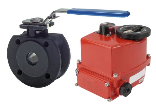 [V2V2C] Electrical Actuated Flanged Ball Valve 2-Way DN20 PN40 Steel 24 V AC/DC