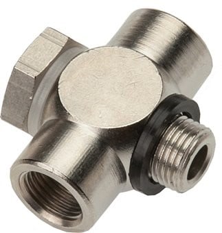 [F282R-X10] G1/4'' Aluminum Tee Banjo Fitting with Male and Female Threads with O-ring [10 Pieces]