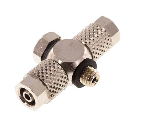 [F283R-X10] 5x3 & M5 Nickel plated Brass Banjo Tee Push-on Fitting with Male Threads with O-ring [10 Pieces]