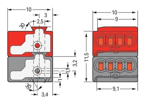 [E2KBE] Terminal De Conexión Del Sistema Wago Micro Bus - 243-211 [50 Piezas]