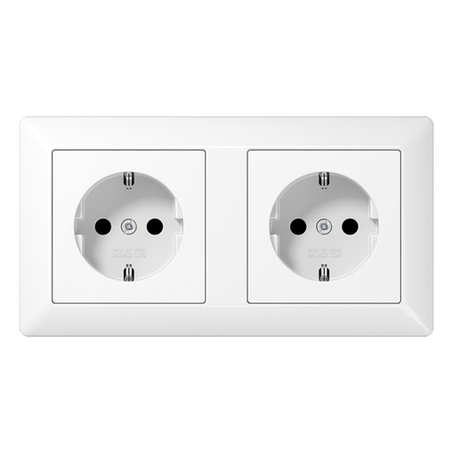 [E2QEQ] Jung AS500 Wall Outlet Box (WCD Switchgear) (European Socket) - AS1520-2WW