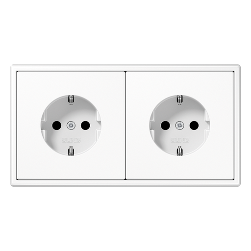 [E2U6N] Jung LS990 Wall Outlet Box (WCD Switchgear) (European Socket) - LS1520-2WW