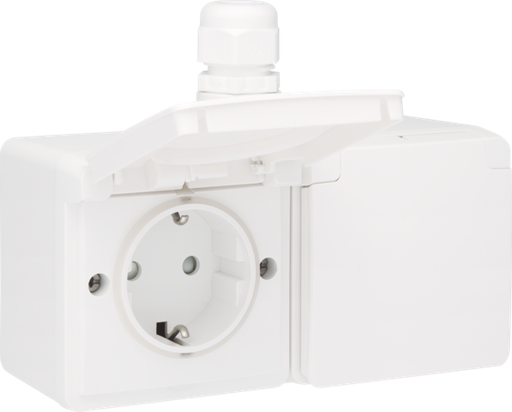 [E2XU5] Niko New Hydro Wandsteckdosenbox (WCD-Schaltanlage) (Europäische Steckdose) - 701-37846