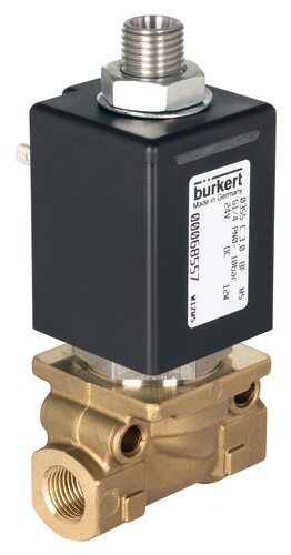 [203707] Solenoid Valve 3/2 NC G1/4'' Brass PEEK 0-70bar/1015psi 24VDC Vacuum 0355 203707