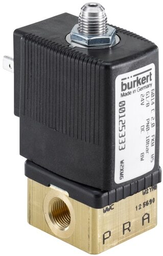[385939] Magnetventil 3/2-Wege G1/4'' NC Edelstahl FKM 0-10bar/145psi 24VAC/DC ATEX 6014 385939