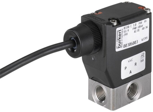 [20024100] Magneetventiel 3/2-weg NPT 1/4'' NC RVS FFKM 0-5bar/73psi 24VAC/DC ATEX 0330 20024100