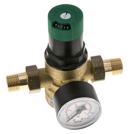 [M27EA] Reductor De Presión De Filtro Latón R1/2'' 40 L/Min 1.5-6 Bar/22-87Psi Agua Potable
