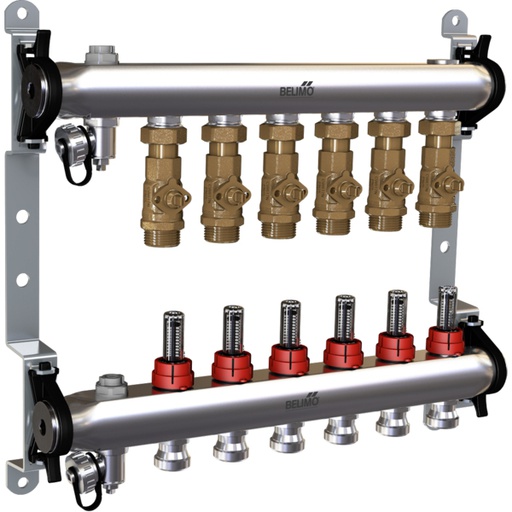 [V2V76] Belimo Energy Manifold 6 Zones 6bar Fluid Temperature 2-70°C (36-158°F) EM-ECQ-06F