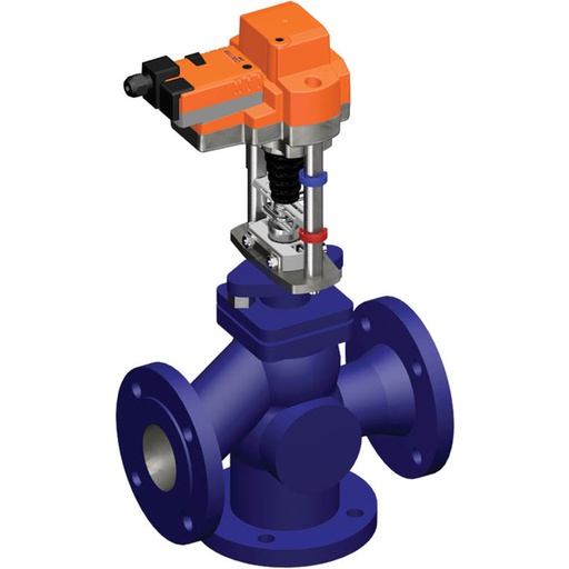 [V33MG] Belimo Válvula de Globo de 3 Vías DN100 Brida Carrera de 30mm Kvs145 100-240VAC 150s 2/3-punto 2500N IP54 H7100S/EV230A-TPC
