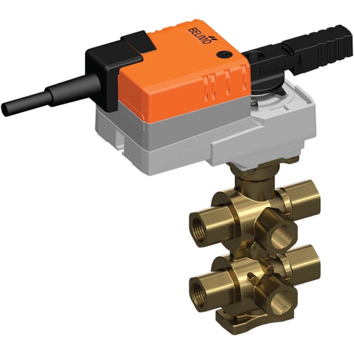 [V37VJ] Robinet à boisseau sphérique électrique à 6 voies caractérisé Rp1/2'' Laiton EPDM 16bar/232psi 24V AC/DC