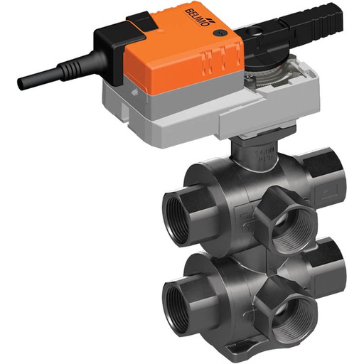 [V39AG] Robinet à boisseau sphérique électrique à 6 voies caractérisé Rp1'' Laiton EPDM 16bar/232psi 24V AC/DC