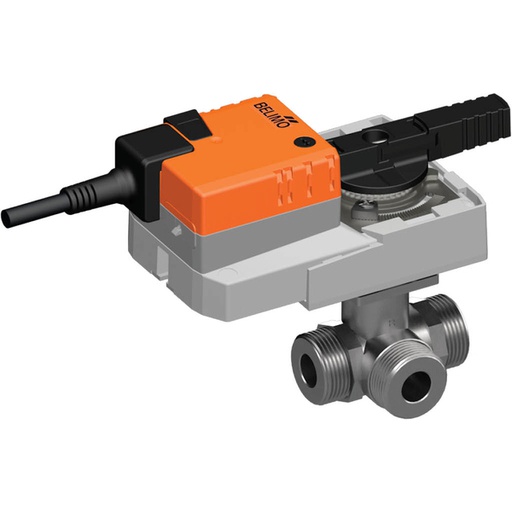 [V3DMA] Robinet à boisseau sphérique électrique caractérisé à 3 voies G1'' mâle laiton EPDM 0,63m3/h 16bar/232psi 24 V AC/DC