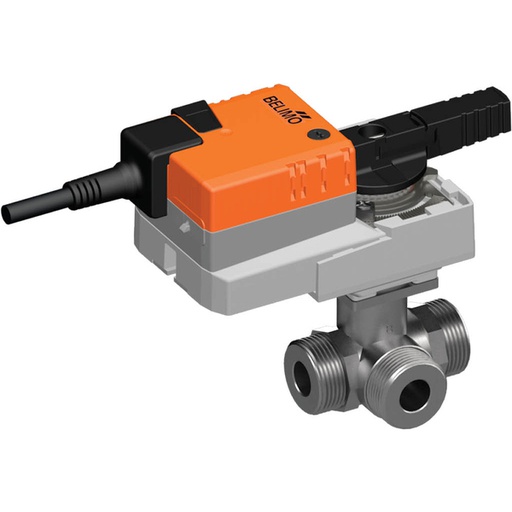 [V3DPA] Robinet à boisseau sphérique électrique caractérisé à 3 voies G1/2'' mâle laiton EPDM 1m3/h 16bar/232psi 24 V AC/DC