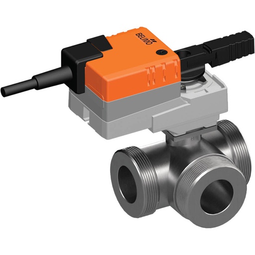 [V3EQK] Robinet à boisseau sphérique électrique à 3 voies caractérisé G2'' mâle laiton EPDM 10m3/h 16bar/232psi 100-240 V AC