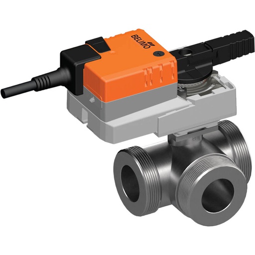 [V3ERJ] Robinet à boisseau sphérique électrique à 3 voies caractérisé G2'' mâle laiton EPDM 10m3/h 16bar/232psi 24 V AC/DC