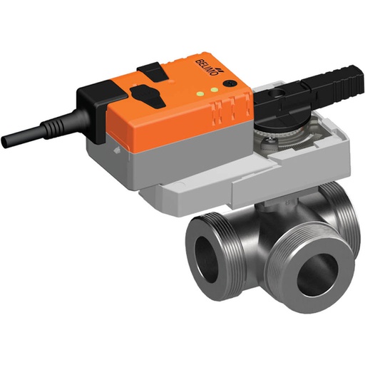 [V3EZF] Robinet à boisseau sphérique électrique caractérisé à 3 voies G1'' mâle laiton EPDM 1,6m3/h 16bar/232psi 24 V AC/DC