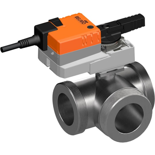 [V3F3S] Robinet à boisseau sphérique électrique caractérisé à 3 voies G1'' mâle laiton EPDM 1,6m3/h 16bar/232psi 24 V AC/DC