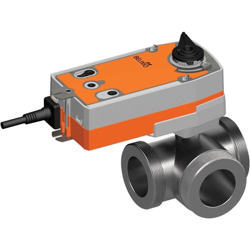 [V3F4E] Robinet à boisseau sphérique électrique caractérisé à 3 voies G1'' mâle laiton EPDM 1,6m3/h 16bar/232psi 24 V AC/DC