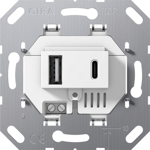 [E3DGA] Gira Fuente de alimentación USB de 2 puertos Tipo A/C Enchufe de pared Blanco - 234900