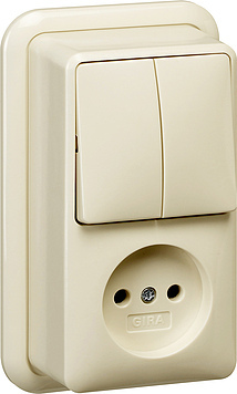 [E3DKZ] Gira Combination Outlet Series With Mounting Plate Cream White - 047510