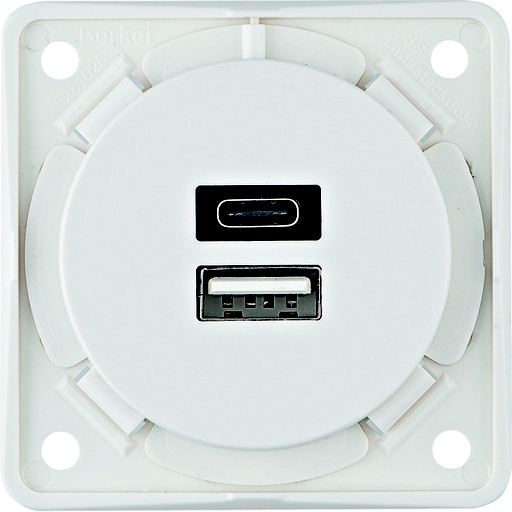 [E3DKQ] Hager Berker USB A+C 3A 230V Charging Socket Outlet Integro - 926202509