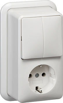 [E3DKU] Gira Combination Series Switch Socket With Earth Pure White - 017511