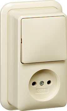 [E3DKX] Gira Combination Switch And Socket Outlet Cream White - 047610