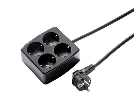 [E3DMM] Martin Kaiser 4-Way Socket With Earthing Cable 1.5m Black (European Socket) - 536ZL/15W/SW