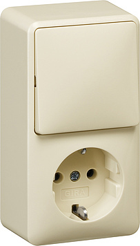 [E3DMD] Gira Interrupteur combiné prise montage vertical blanc crème - 017612