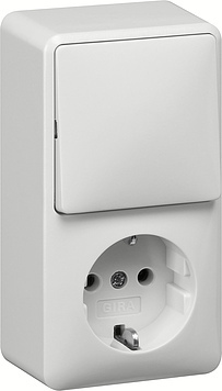 [E3DME] Gira Combination Switch And Socket Outlet Mount Pure White - 017614