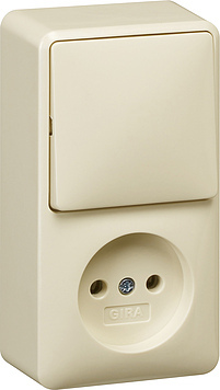 [E3DN5] Gira Combination Switch and Socket Surface Mount Cream White - 047612