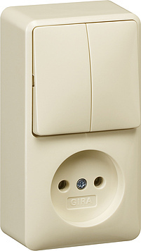 [E3DN6] Gira Combination Switch Socket Series Cream White Build-Up - 047512