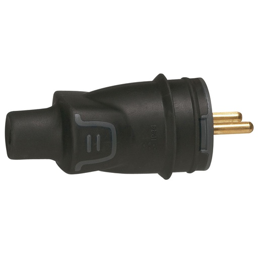 [E3FWD] Legrand Plug 2P With Ground 16A Plastic Black - 050445