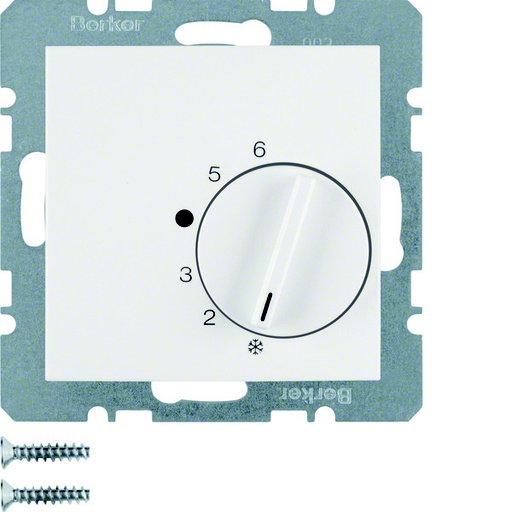 [E3H8M] Hager Berker Room Thermostat With Changeover Contact Polar White Glossy - 20268989