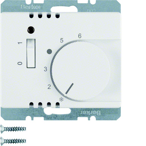 [E3H89] Thermostat d'ambiance Hager Berker avec contact NF et interrupteur LED - 20300069