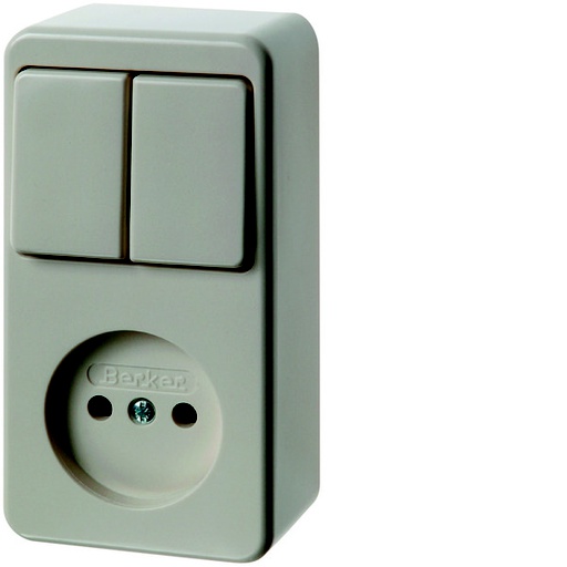 [E3H99] Hager Berker Series Switch With Socket Without Earth Contact - Surface White - 61673540