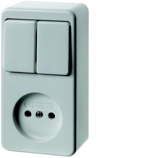 [E3H9A] Hager Berker Combination Switch Socket Without Earth Contact Series - 61673549
