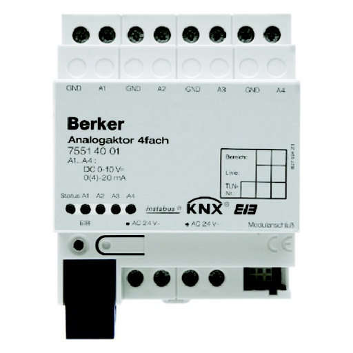 [E3H8R] Hager Berker Actor Analógico 4-Gang Dispositivo Sistema KNX Gris Claro - 75514001