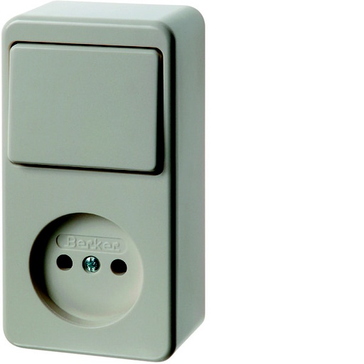 [E3H9B] Hager Berker Combination Switch Socket Without Earth Contact White Surface - 61673640