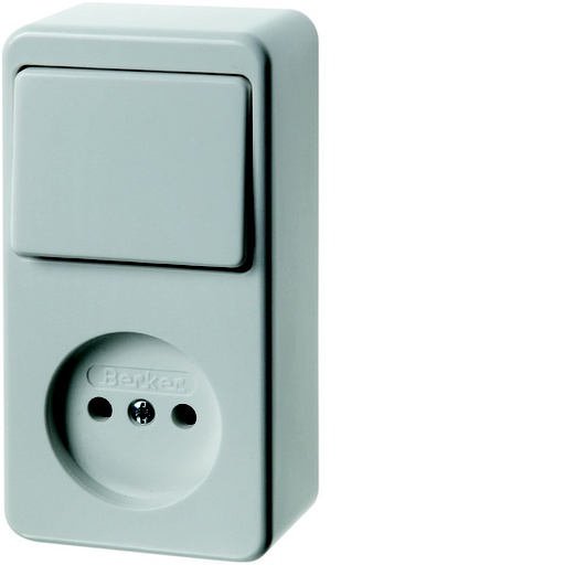 [E3H9C] Hager Berker Combination Switch/Socket Without Earthing Contact Surface - 61673649